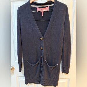Anthropologie Knitted Dove Academia Dark Navy Cardigan Sweater Eclectic Grandpa